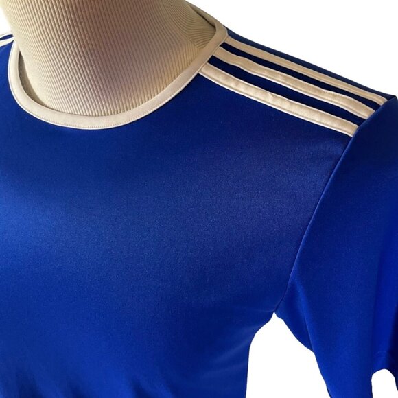 Adidas Shirt Mens Small Blue Soccer Short Sleeves Activewear - Picture 6 of 13